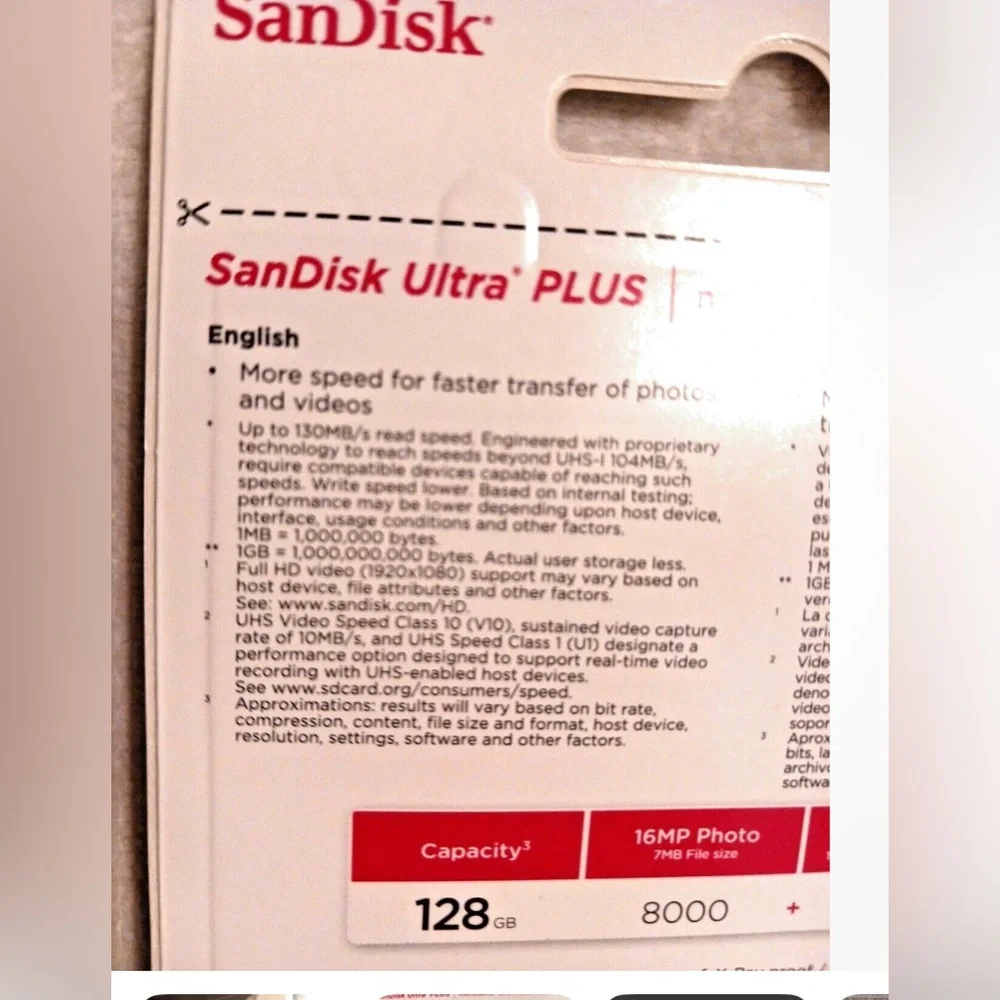 SanDisk 128GB ULTRA PLUS microSDXC UHS-1 Card Adapter microSD memory card